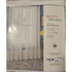 MarthaWindow Corinth Sheer Grommet Panel Cool White 50x84 Martha Stewart